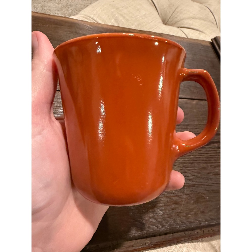 Vintage Corning USA Burnt Orange Milk Glass Coffee Mug VTG Mid Century Retro MCM